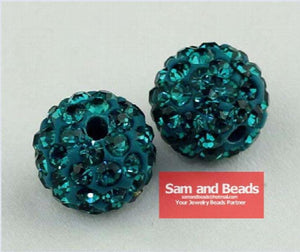 50Pcs/Lot Clay Bracelet Disco Crystal Pave Ball Beads Zircon 8MM