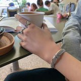 925 Sterling Silver Vintage Woven Mesh Heart Interior Bracelet