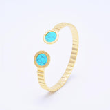 Colorful Stone Bangles Roman Numeral Brass Bracelet