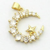 Lovely cz flower/moon/star pendant, cz charm, 10pcs/lot
