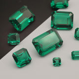 Synthetic Emerald Loose Gemstones Rectangle Faceted Octagonal Green Nanocrystal
