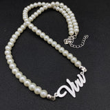 Pearl Name Necklace Stainless Steel Nameplate Pendant for Christmas