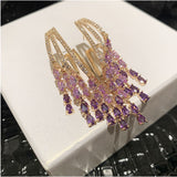 Elegant Zircon Tassel Earrings, S925 Silver, Women's Jewelry