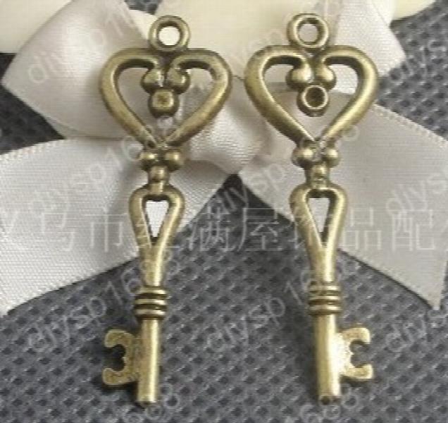 60pcs Antique Bronze Key Shape Charms Pendants for DIY Jewelry