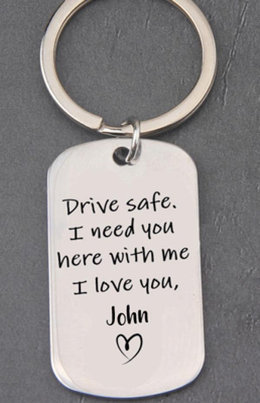 Custom Drive Safe Keychain for Boyfriend, Personalized Picture Keepsake