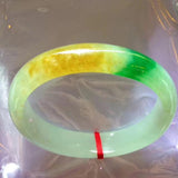 Zheru Jewelry Natural Burmese Light Tricolor Jade Bracelet