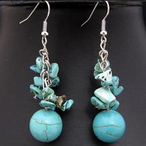 Turquoise Grape S925 Sterling Silver Dangle Earring Fine Birthday Lady Gift