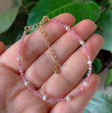 Natural Stone Pearl Bracelet with Garnets & Tourmaline