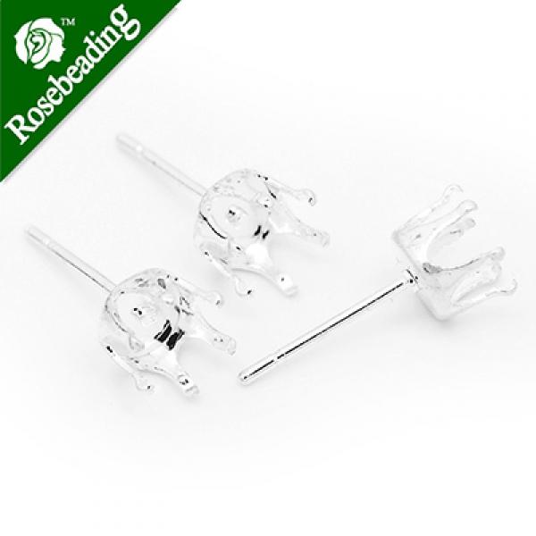 20pcs Crown Claw Setting Earring Stud Blanks for ss28 Crystal (6mm)