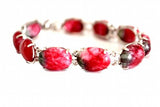 18KGP Silver Egg Shaped Peach Nephrite Jade Chain Bracelet
