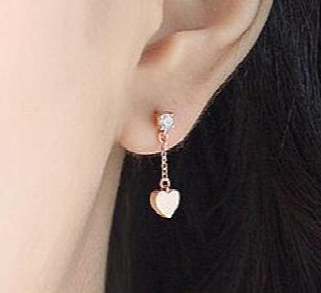 925 Silver Tassel Heart Dangle Earrings in Three Colors