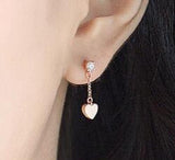 925 Silver Tassel Heart Dangle Earrings in Three Colors