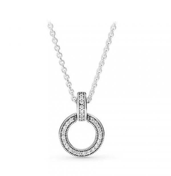 925 Silver Two-tone Circles Necklace For Women