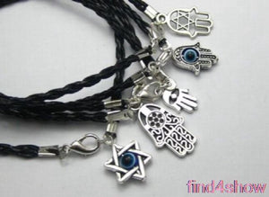 Kabbalah Hamsa Hand Good Luck Leather Bracelet