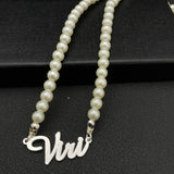 Pearl Name Necklace Stainless Steel Nameplate Pendant for Christmas