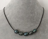 Gray Freshwater Pearl Necklace 17in Rhinestone Clasp