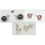11mm Freshwater Pearl Stud Earrings S925 Silver Lady Gift