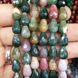 Faceted Natural Stone Water Drop Shape Beads Crystal Agates Loose Beads