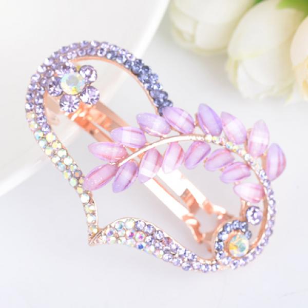 Crystal Heart Hairgrips Barrettes Rhinestone Leaf Hairpins Headwear