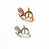925 Silver Heart Bezel for Crystal Gems DIY Pendant