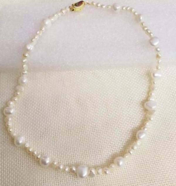 Pearl Necklace Flat Baroque Mixes Choker Clasp Women Jewelry