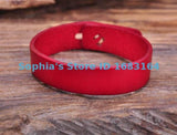 Red Retro Buttons Leather Wristband Bracelet Cuff