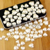 500pcs Mixed Sizes Ivory Half Heart Flatback Pearl Beads DIY Phone Case Deco