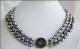 Peacock Baroque Freshwater Pearl Necklace 3 Strands 10mm