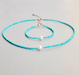 Turquoise Freshwater Pearl Beads Choker Necklace Natural Stone Jewelry For Women