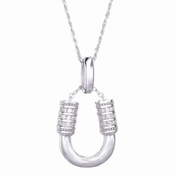 925 Silver Horseshoes Pendant Necklace CZ U Letter Necklace