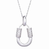 925 Silver Horseshoes Pendant Necklace CZ U Letter Necklace