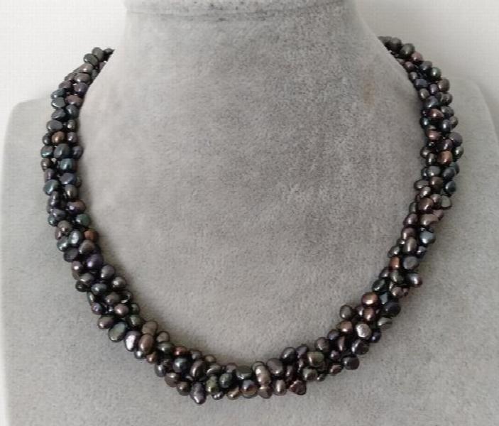 Baroque Freshwater Pearl Necklace 4 Strands 4-6mm Women Gift Jewelry