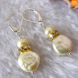 Champagne Freshwater Pearl Silver Dangle Earrings Fine Jewelry