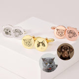 Pet Portrait Cufflinks Engraved Pet Memorial Wedding Gift