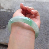Zheru Jewelry Natural Burmese Emerald Light Green Bracelet 54mm-64mm