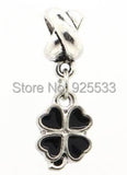 50pcs Silver Plated Clover Charms Pendant Beads for Bracelet DIY
