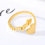 Romantic Heart Name Rings Wedding Jewelry Stainless Steel