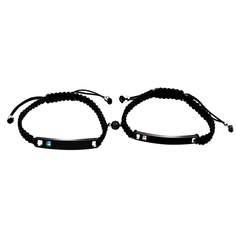 USPS Engraving Braided Bracelets for Couples Women Men