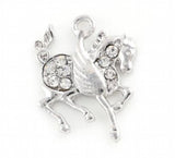 20PCS 21x28mm Rhinestones Horse Pendant Hang Charms For Floating Locket