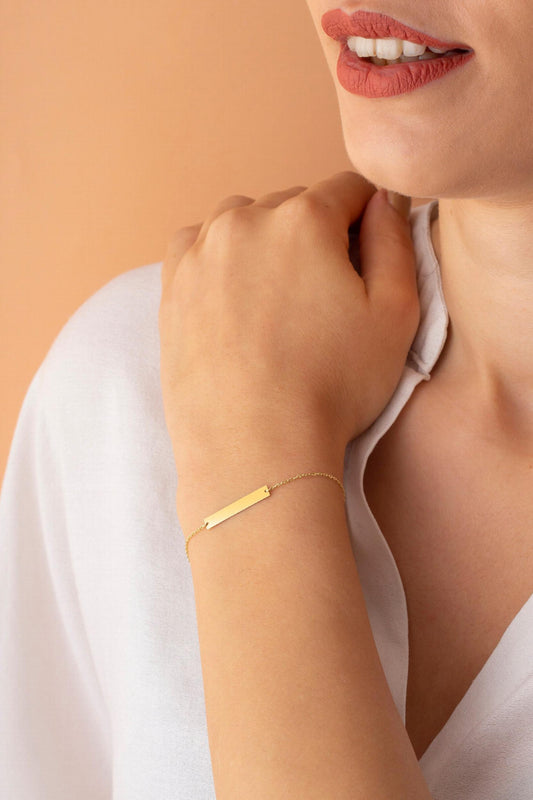 Personalized Name Bar Bracelet, Dainty Coordinate Bracelet