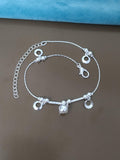 T3 Silver Beads Anklets Double Chain Charms Lock Crucifix Virous Types 20+5CM