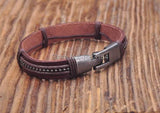 Brown Leather Hemp Braided Surfer Wristband Mens Bracelet