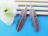 50pcs Antique Silver/Bronze Heavy Filigree Long Feather Pendant Charm/Finding