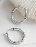 925 Silver Round Hoop Earrings Geometric Women Minimalist Jewelry
