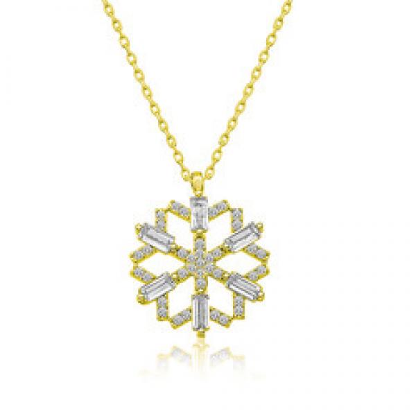 Silver CZ Snowflake Necklace