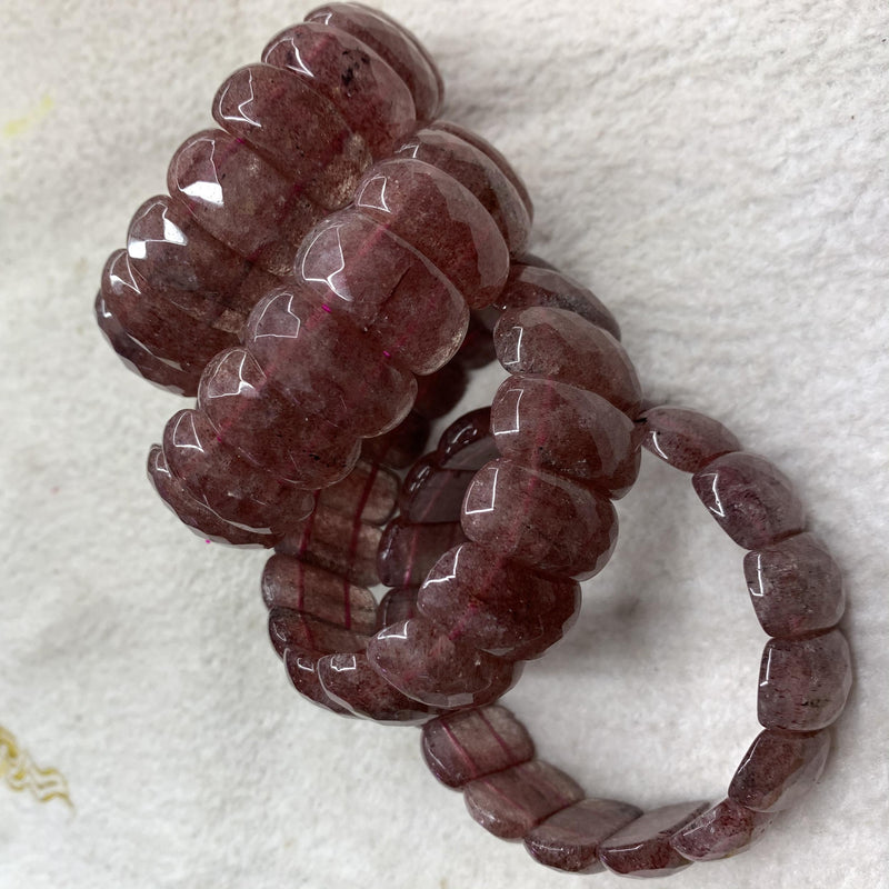 Red Strawberry Quartz Stone Beads Bracelet