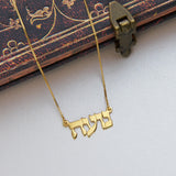 Hebrew Name Necklace for Women Personalized Stainless Steel Box Chain