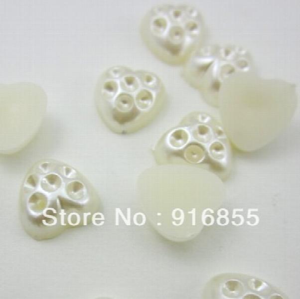 500pcs 10mm Heart Shape Hollow Point Drill Craft Pearl Beads