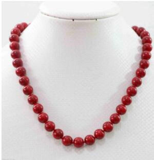 Red Coral Stone Round Beads 10mm Jewelry Necklace