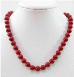 Red Coral Stone Round Beads 10mm Jewelry Necklace